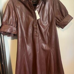 Burgundy/Maroon Faux Leather Dress